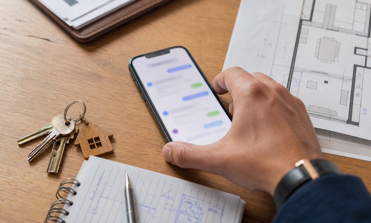 consulta inmobiliaria desde móvil con llaves y notas de valoración