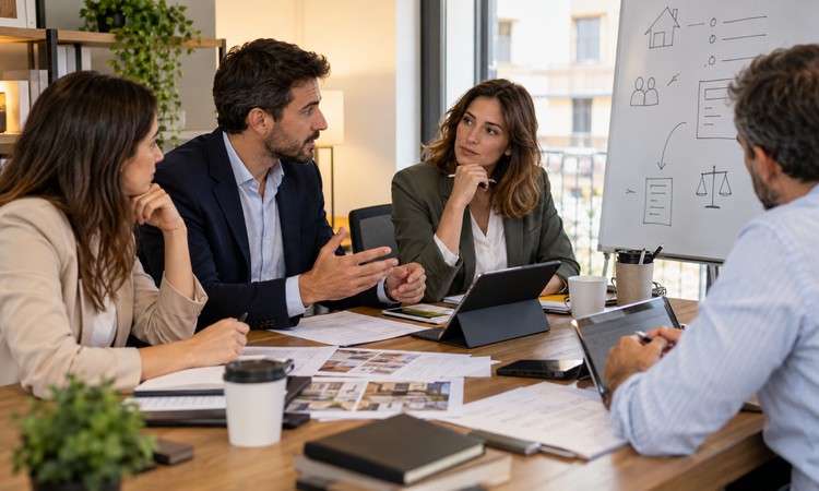 Equipo inmobiliario revisando dudas sobre el decreto de vivienda y alquiler
